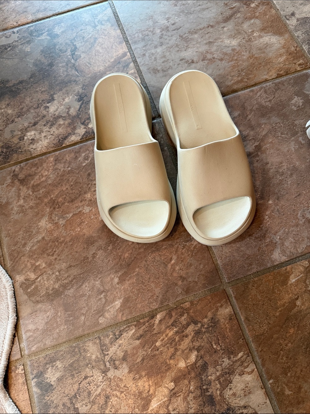 Zara Cream Slide Sandals